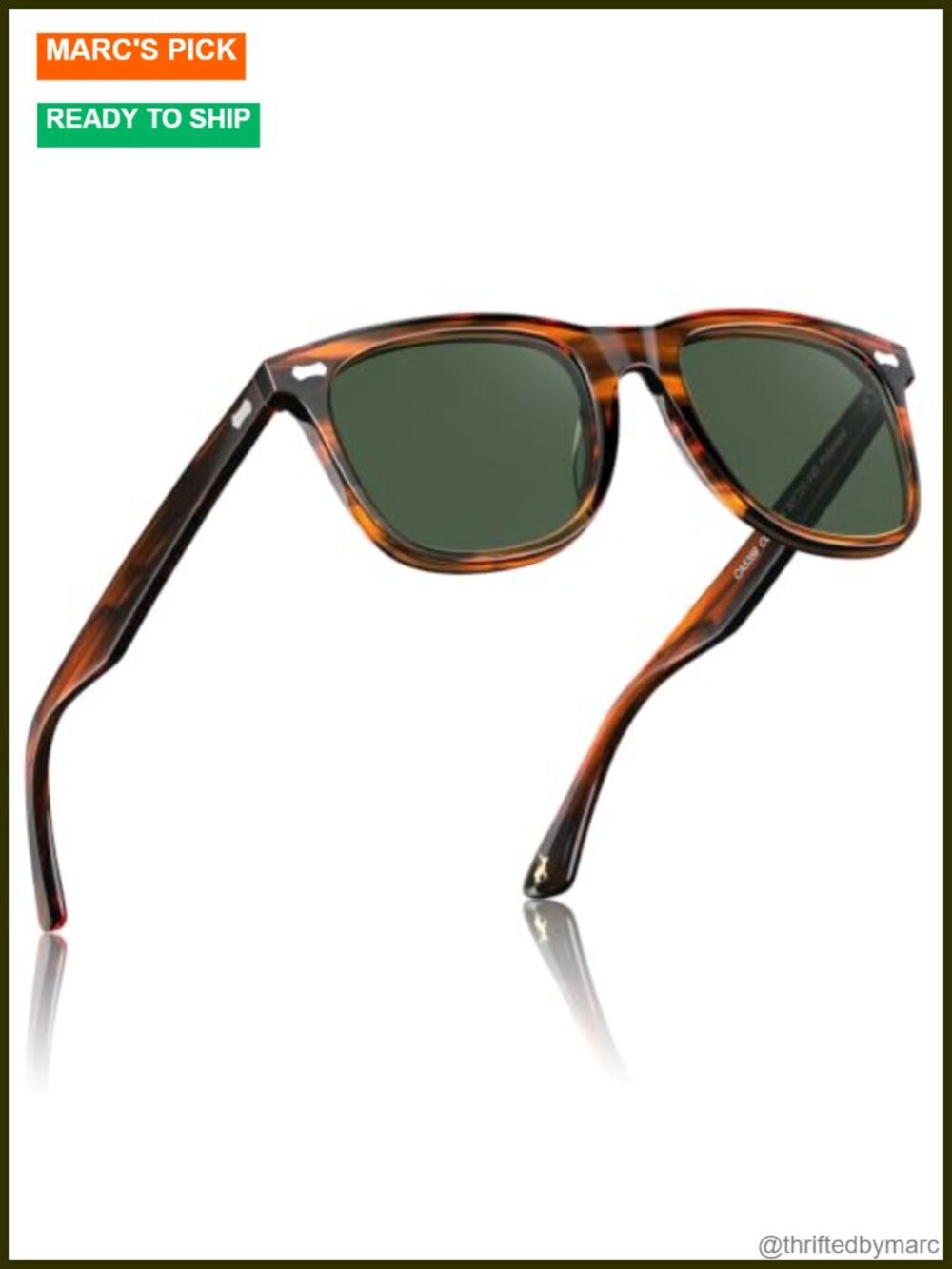 Men's Polarized Square Sunglasses UV400 Acetate Frame